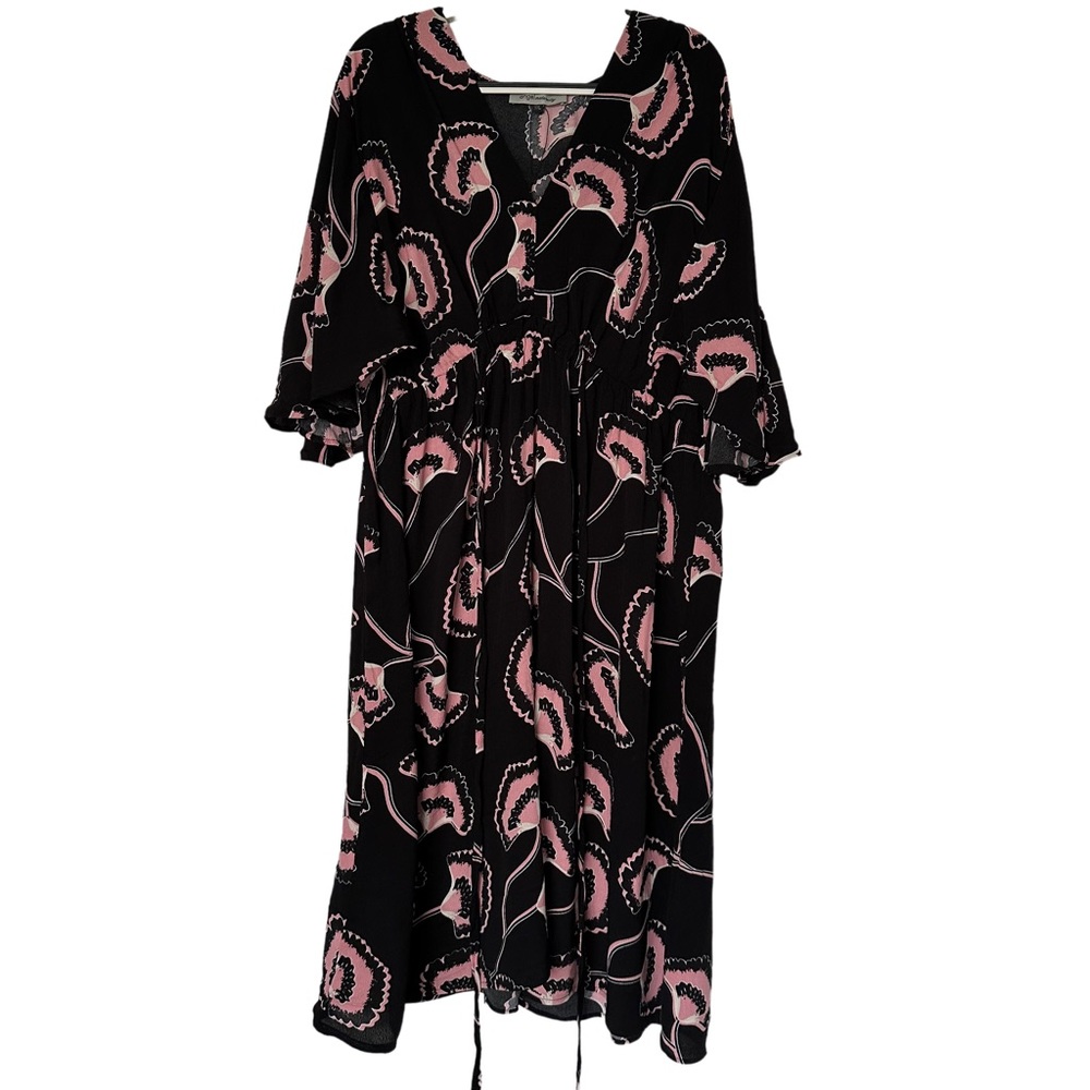 Angel Maternity‎ Women’s Dark Floral Print Bell Sleeve Maternity Dress Size XXL